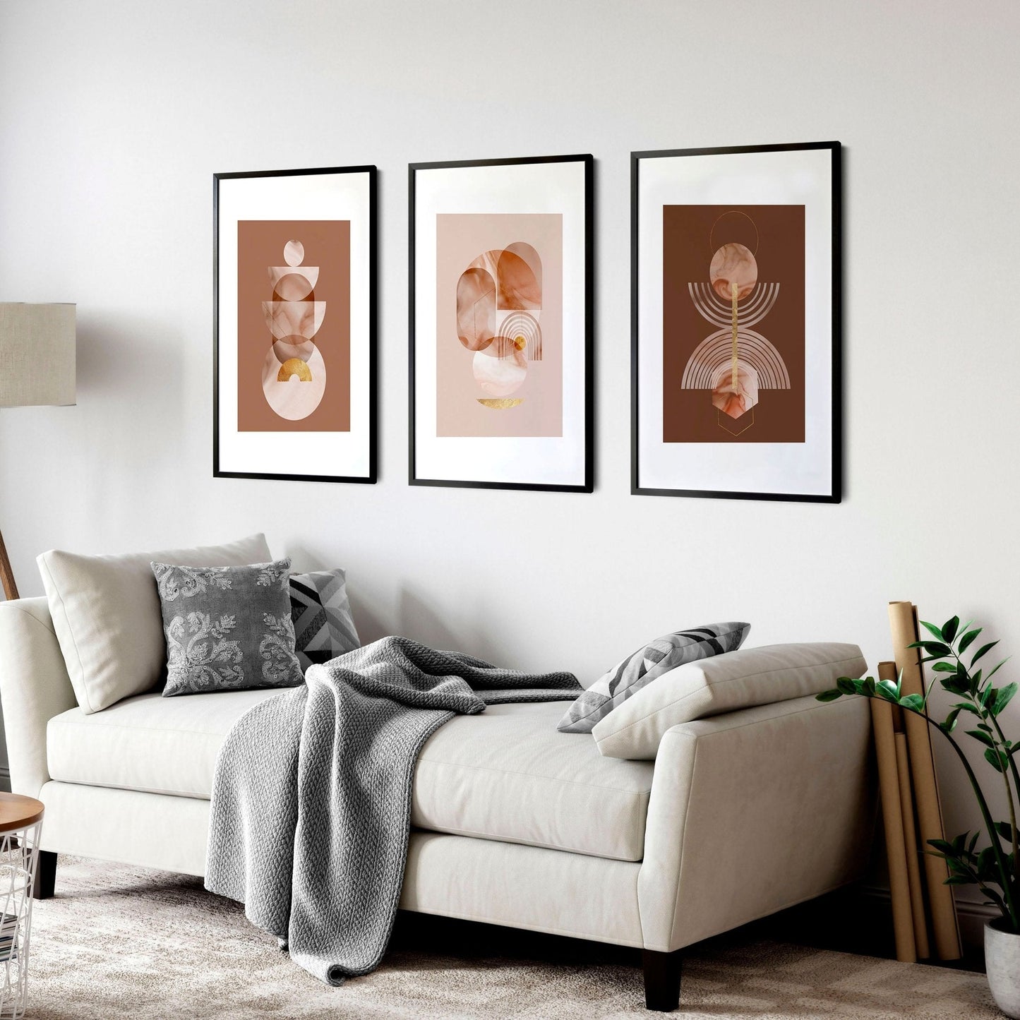 Mid century modern artwork | set of 3 framed wall art prints