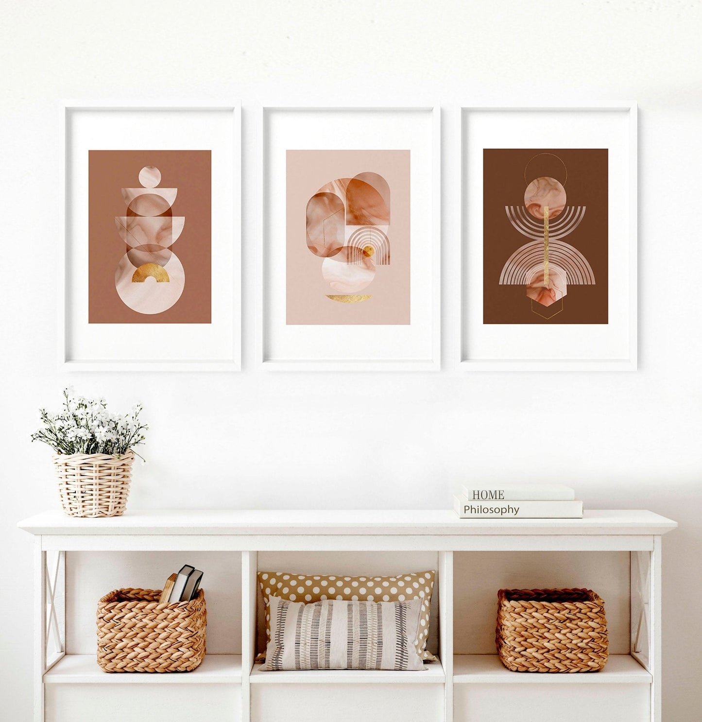 Mid century modern artwork | set of 3 framed wall art prints