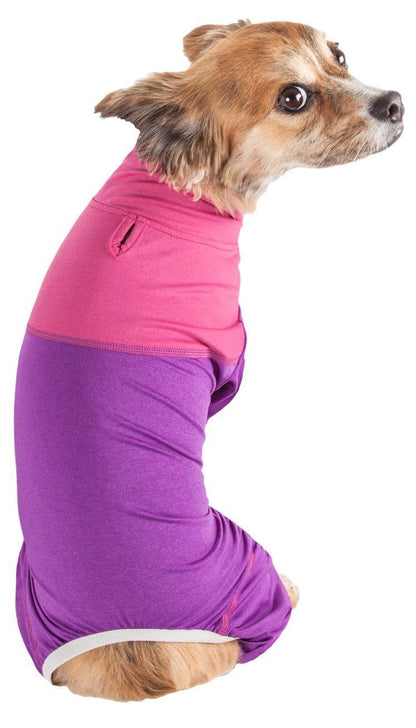 Pet Life ®  Active 'Embarker' 4-Way Stretch Fitness Yoga Full Body Dog Tracksuit