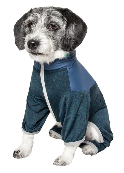 Pet Life ®  Active 'Embarker' 4-Way Stretch Fitness Yoga Full Body Dog Tracksuit