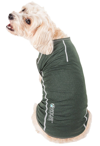Pet Life ®  Active 'Racerbark' 4-Way-Stretch Yoga Fitness Dog T-Shirt Tank Top