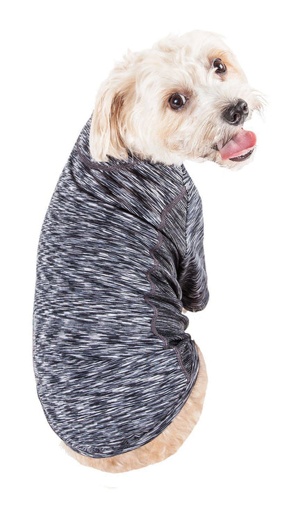 Pet Life ® Active 'Warf Speed' Heathered Ultra-Stretch Yoga Fitness Dog T-Shirt