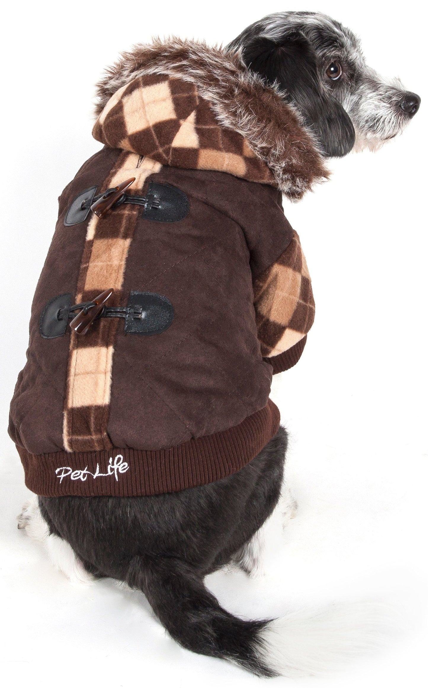 Pet Life ® 'Aygyle Style' 3M Insulated Designer Patterned Suede Dog Coat w/ Removable Hood