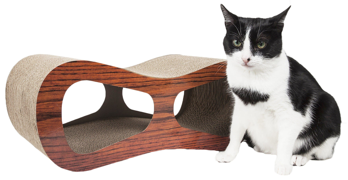 Pet Life ® 'Cat-Eyed' Contoured Designer Premium Quality Kitty Cat Scratcher Lounger with Catnip