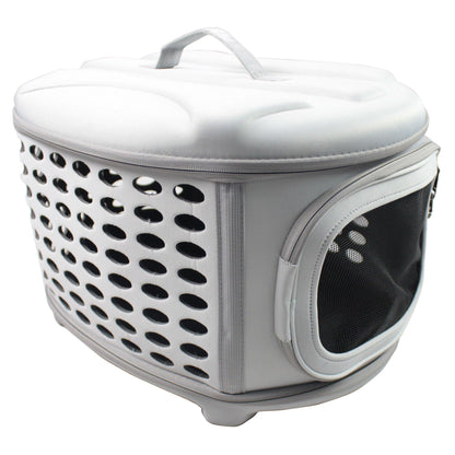 Pet Life ® 'Circular Shelled' Perforated Lightweight Collapsible Military Grade Travel Pet Dog Carrier