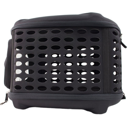 Pet Life ® 'Circular Shelled' Perforated Lightweight Collapsible Military Grade Travel Pet Dog Carrier