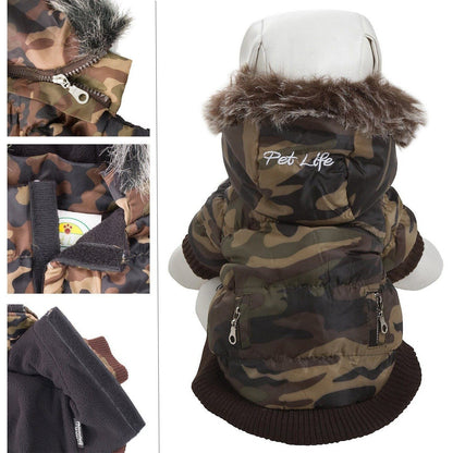 Pet Life ® Classic Metallic Fashion 3M Insulated Dog Coat Parka  w/ Removable Hood