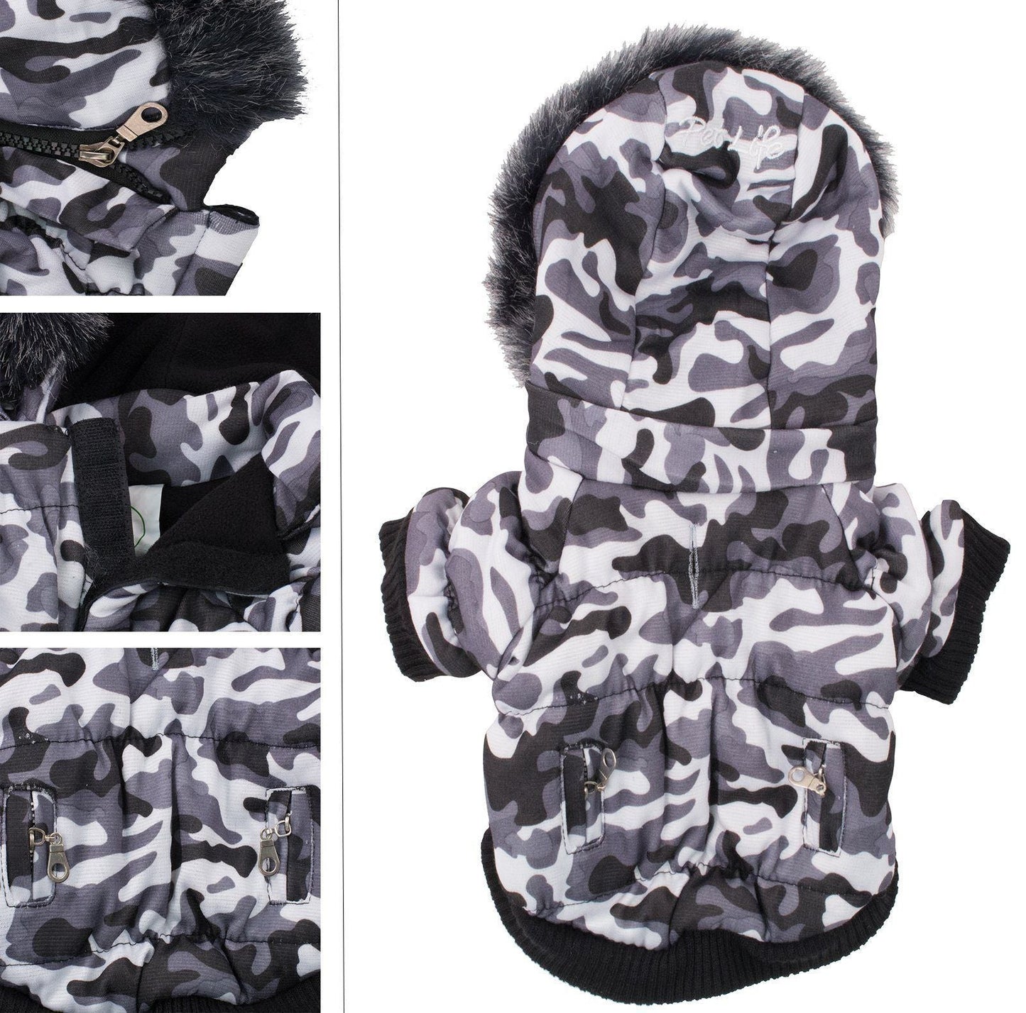 Pet Life ® Classic Metallic Fashion 3M Insulated Dog Coat Parka  w/ Removable Hood