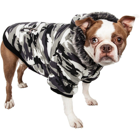 Pet Life ® Classic Metallic Fashion 3M Insulated Dog Coat Parka  w/ Removable Hood
