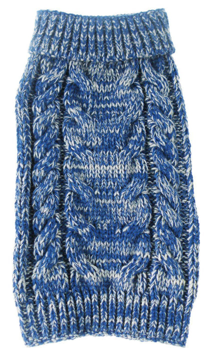 Pet Life ® Classical 'True Blue' Heavy Cable Knitted Ribbed Fashion Dog Sweater
