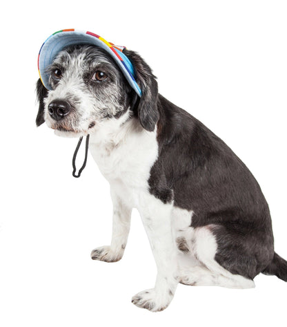 Pet Life ®  'Colorfur' UV Protectant Adjustable Fashion Canopy Brimmed Dog Hat Cap