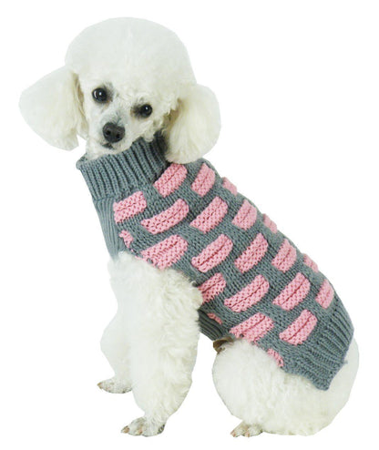 Pet Life ® Fashion Weaved Heavy Knit Designer Ribbed Turtle Neck Dog Sweater