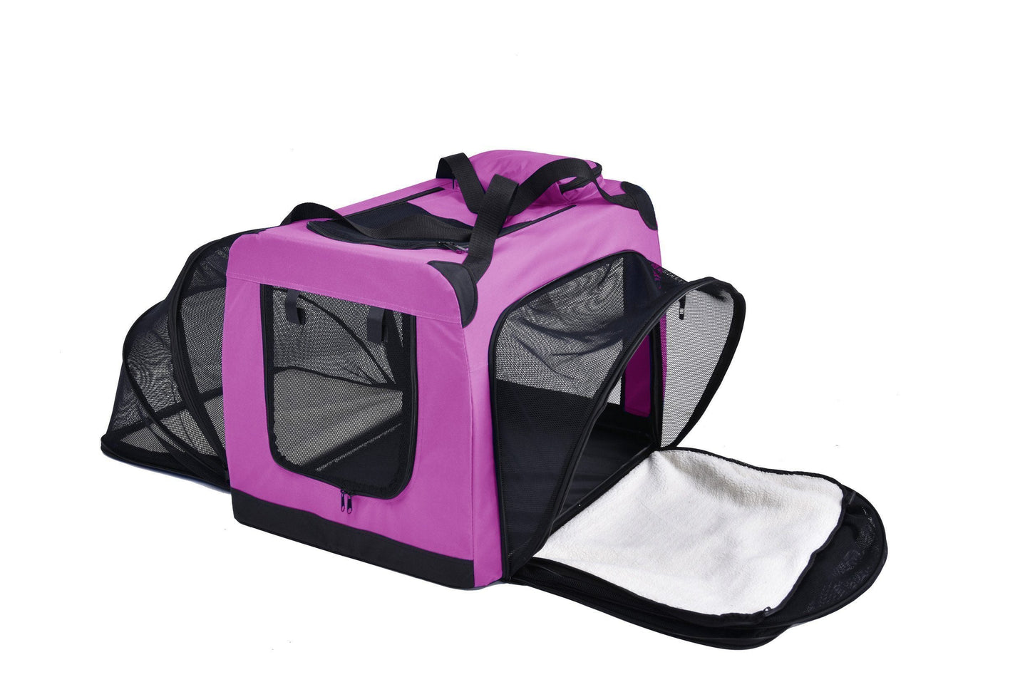 Pet Life ®  'Hounda Accordion' Metal Framed Soft-Folding Collapsible Dual-Sided Expandable Pet Dog Crate