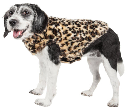 Pet Life ®  Luxe 'Poocheetah' Cheetah-Spotted Designer Mink Fur Dog Coat