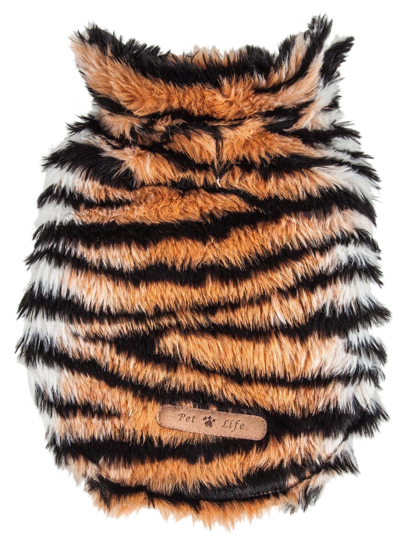 Pet Life ®  Luxe 'Tigerbone' Tiger-Patterned Mink Fashion Fur Dog Jacket