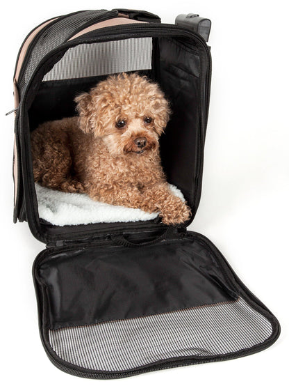 Pet Life ® 'Pawdon Me '  Wheeled Airline Approved Travel Collapsible Pet Dog Carrier