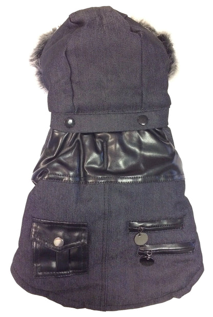 Pet Life ® 'Ruff-Choppered' Denim Fashioned Wool Dog Coat Jacket