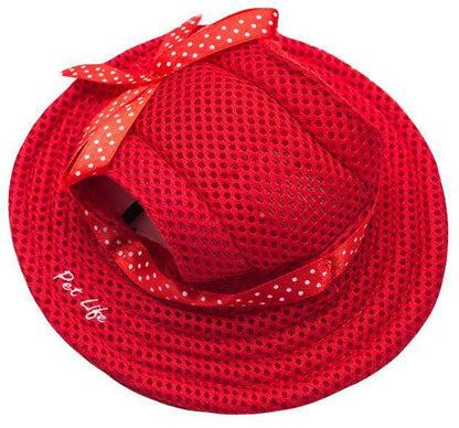 Pet Life ®  'Sea Spot Sun' UV Protectant Adjustable Fashion Mesh Brimmed Dog Hat Cap
