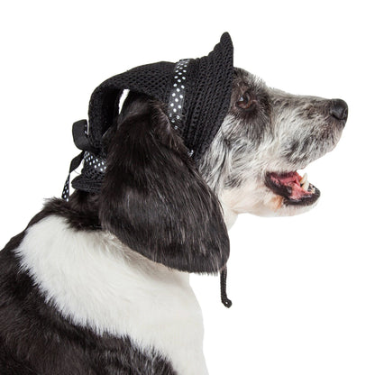 Pet Life ®  'Sea Spot Sun' UV Protectant Adjustable Fashion Mesh Brimmed Dog Hat Cap