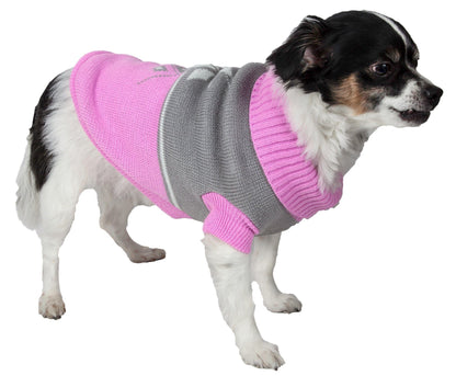 Pet Life ® Snow Flake Cable-Knitted Ribbed Fashion Turtle Neck Dog Sweater