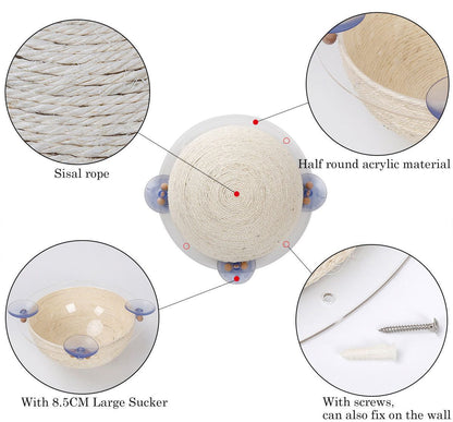 Pet Life ® 'Stick N' Claw' Sisal Rope and Toy Suction Cup Circular Cat Scratcher