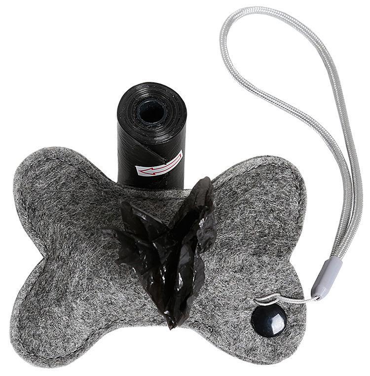 Pet Life ®Fleece Bone Shaped Travel Waste Bag Dispenser with 2 Rolls