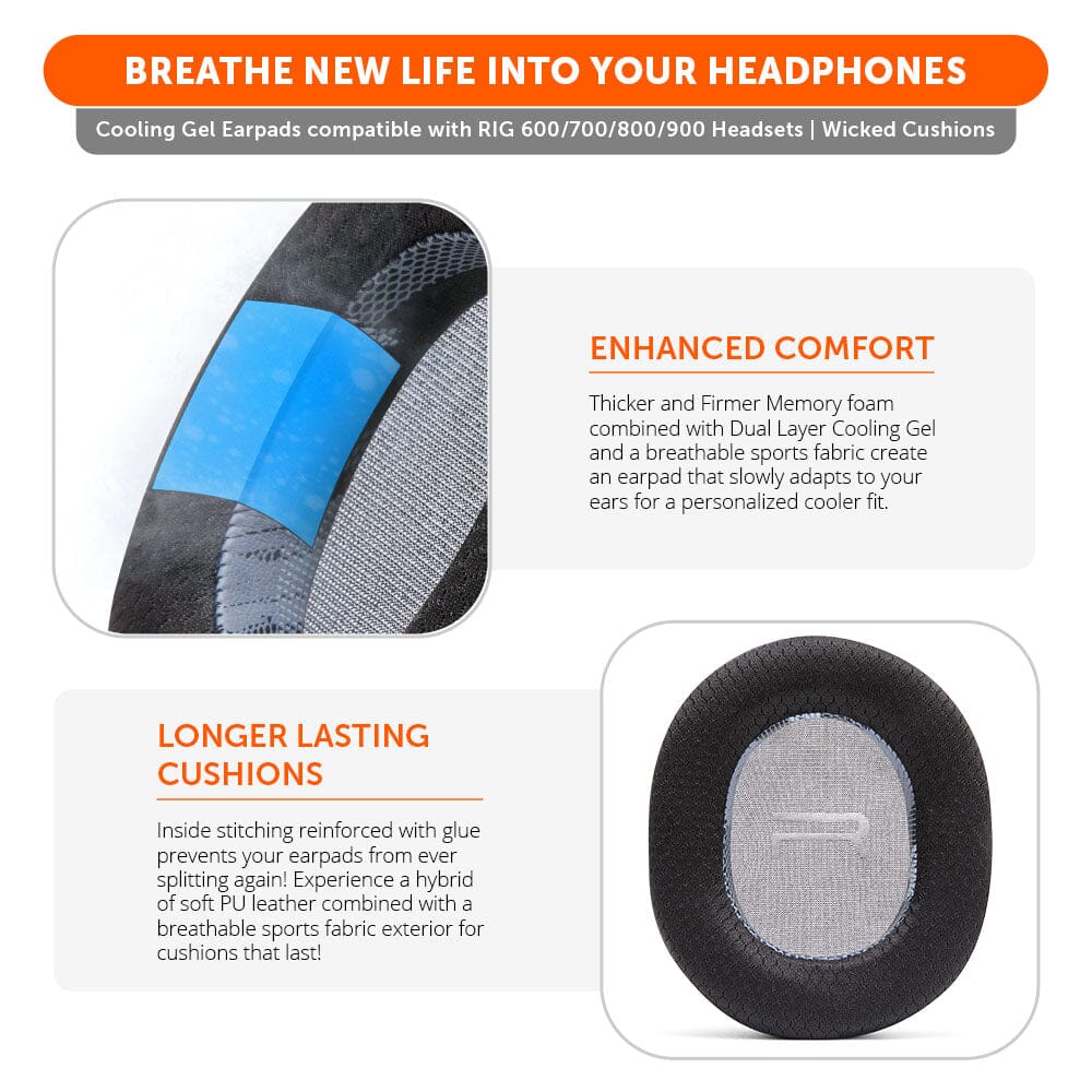 RIG 600, 700, 800 & 900 Series Earpads - WC FreeZe Cooling Gel