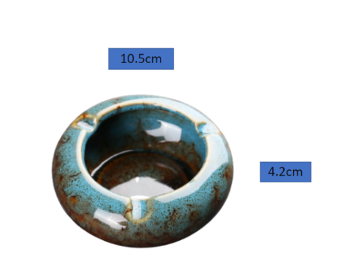 Round Glossy Ceramic Ashtrays + Flameless Lighter (BLUISH)