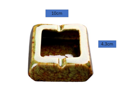 Square Glossy Ceramic Ashtray + Flameless Lighter (GREENISH)