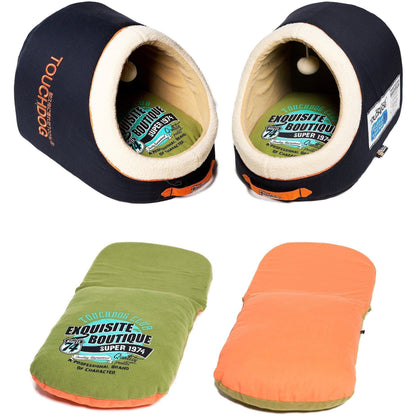 Touchdog ® 'Active-Play' Vintage Emblem Panoramic Cat Bed w/ Teaser Toy