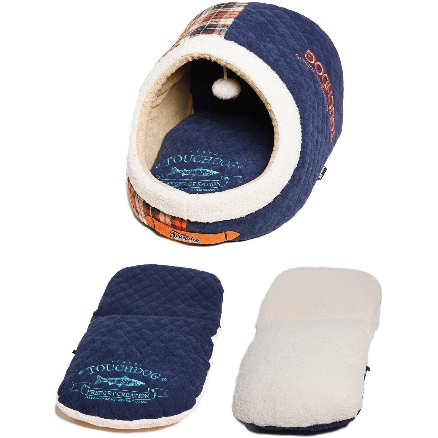 Touchdog ® 'Diamond Stitched' Panoramic Designer Cat Bed w/ Teaser Toy