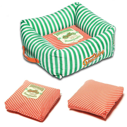 Touchdog ® 'Neutral-Striped' Squared Designer Dog Bed