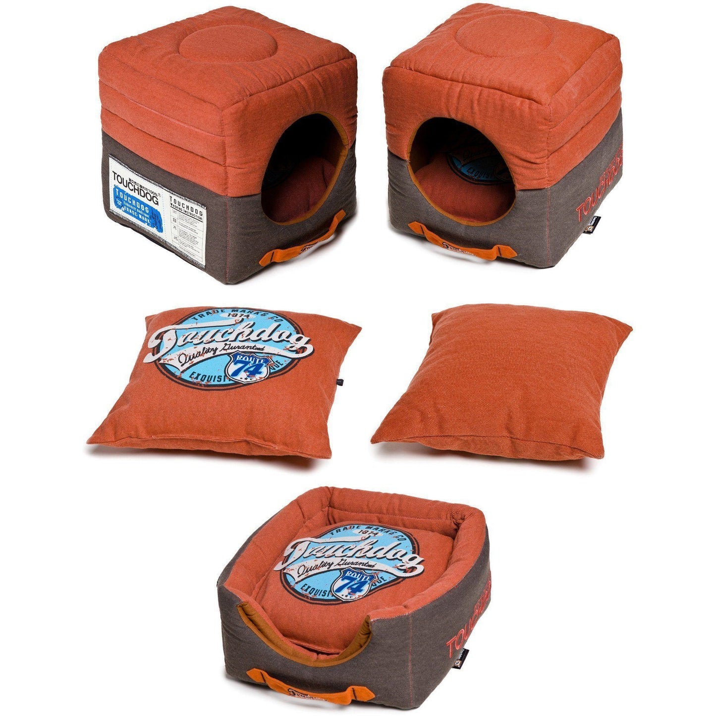 Touchdog ® 'Vintage Squared' 2-in-1 Convertible and Collapsible Dog and Cat Bed