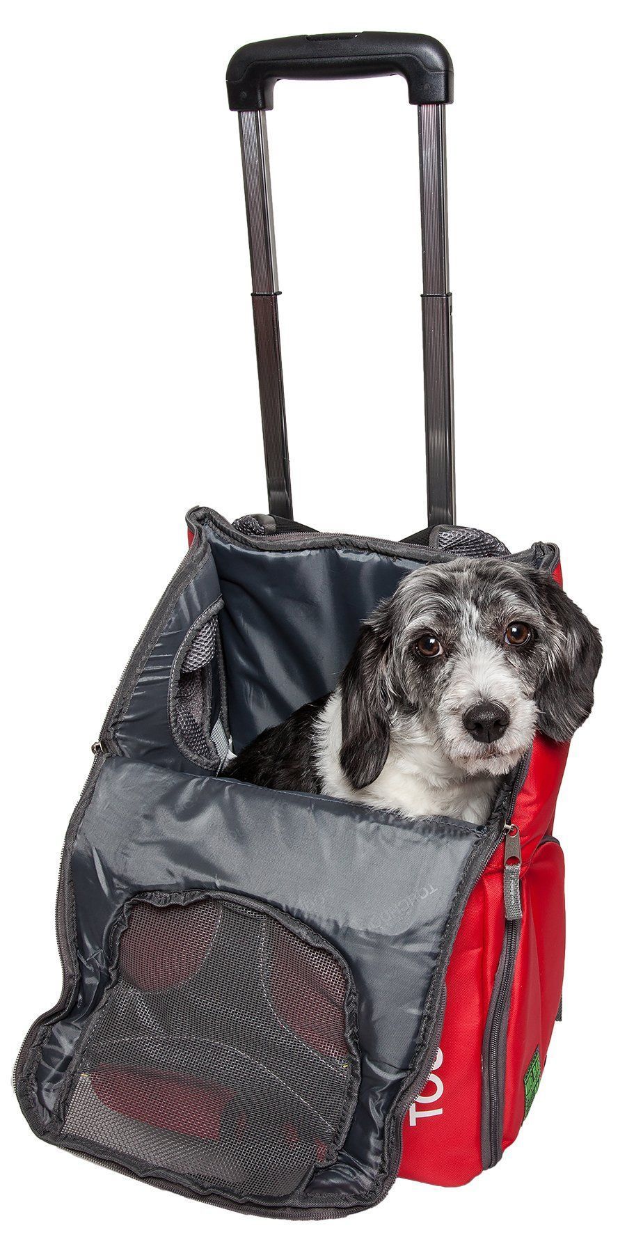 Touchdog ® 'Wuffle Duffle' 2-in-1 Wheeled Backpack Sporty Pet Carrier
