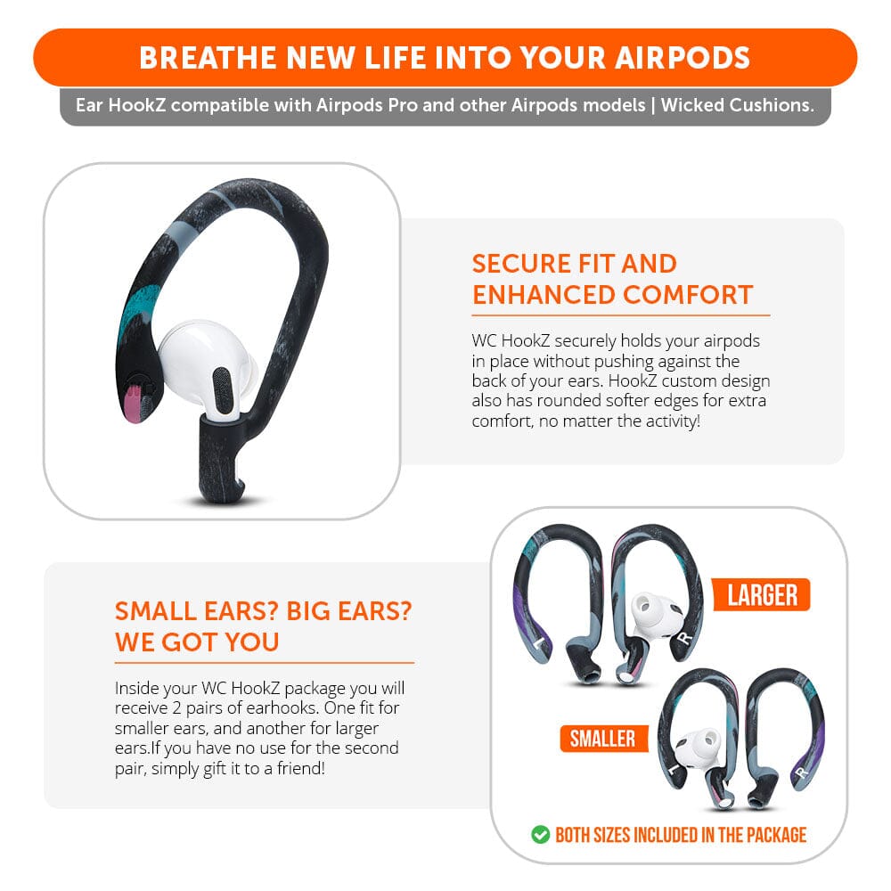 WC HookZ - Over Ear Hooks for Airpods Pro 1, 2 & Airpods 1, 2, 3