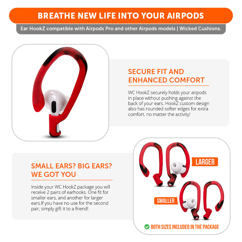 WC HookZ - Over Ear Hooks for Airpods Pro 1, 2 & Airpods 1, 2, 3