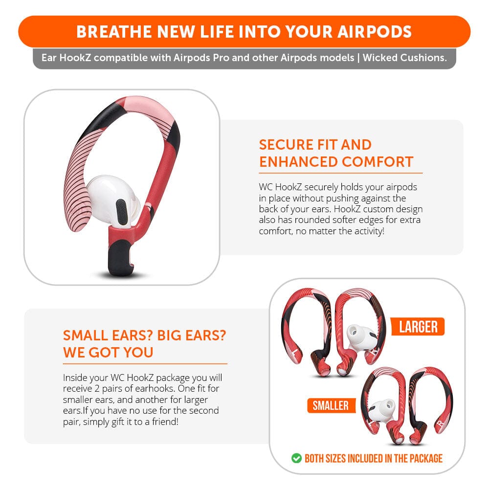 WC HookZ - Over Ear Hooks for Airpods Pro 1, 2 & Airpods 1, 2, 3